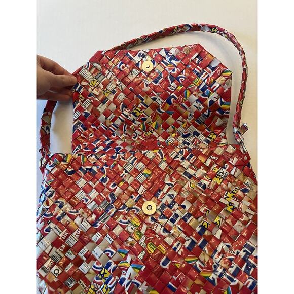 Half The Sky Designs Rebagz Candy Wrappers Red Shoulder Bag Purse - Picture 6 of 11